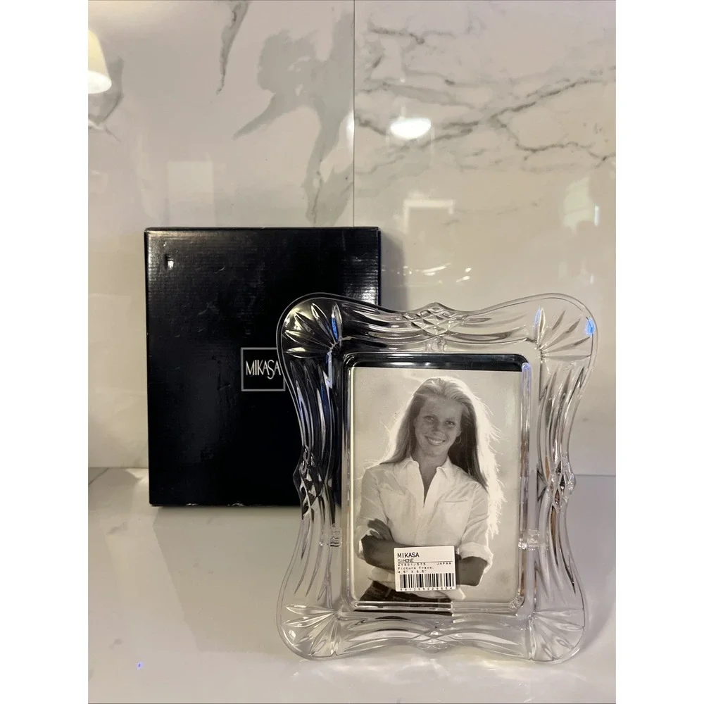 Mikasa Crystal Clear Glass Picture Frame Simone 8x10 Vintage 90s Japan